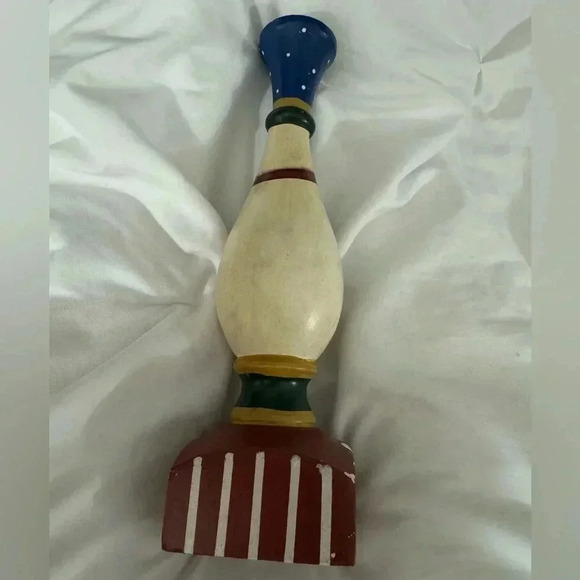 VTG 90’s Candlestick Christmas Snowman Cottagecore Country Wooden Hand Painted - Picture 6 of 11